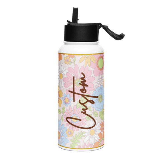 Custom Name Flowers Water Bottle