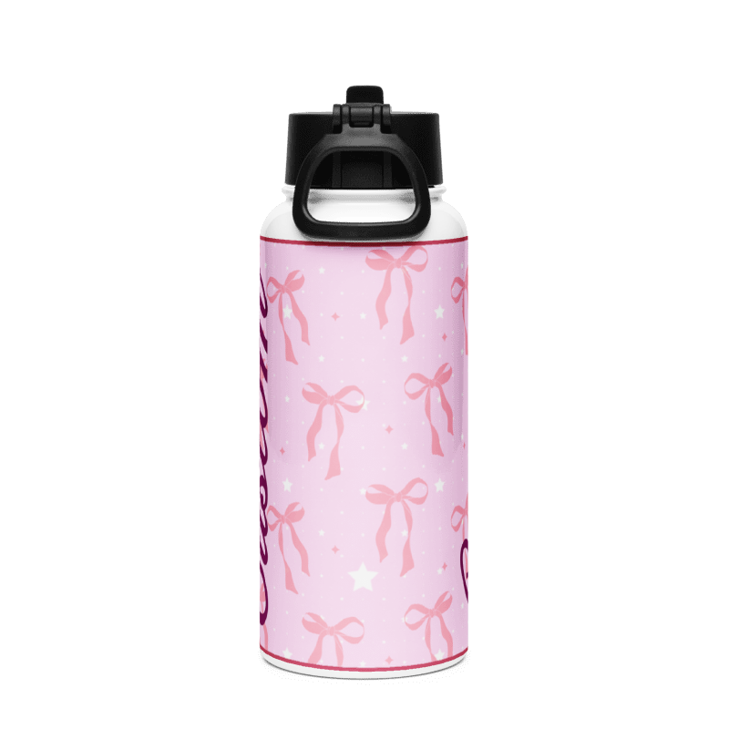 Custom Name Pink Girl Water Bottle