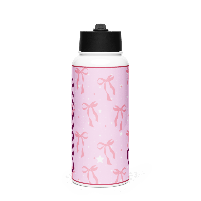 Custom Name Pink Girl Water Bottle