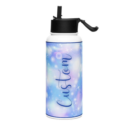 Custom Name Glitter Space Water Bottle