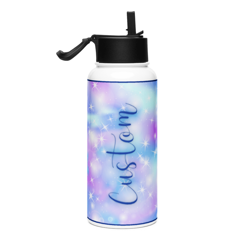 Custom Name Glitter Space Water Bottle