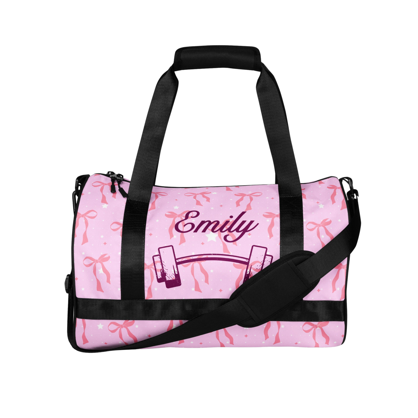 Custom Name Pink Ribbons Gym Bag