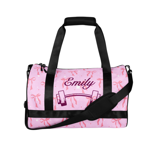 Custom Name Pink Ribbons Gym Bag