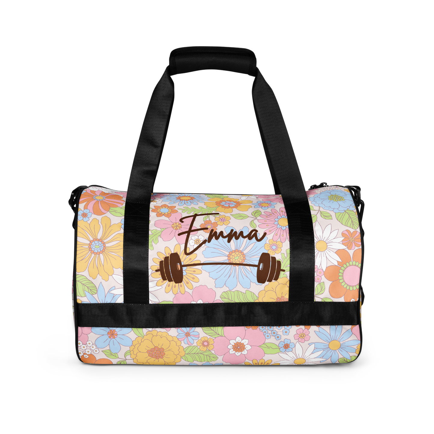 Custom Name Flowers Gym Bag