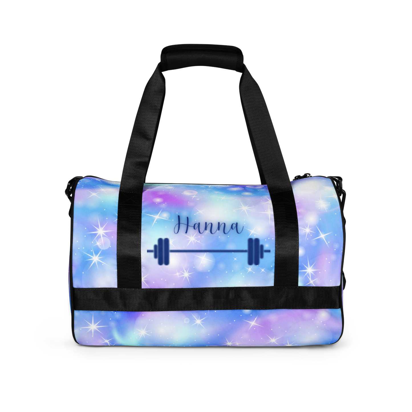 Custom Name Glitter Space Gym Bag