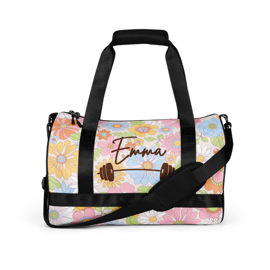 Custom Name Flowers Gym Bag