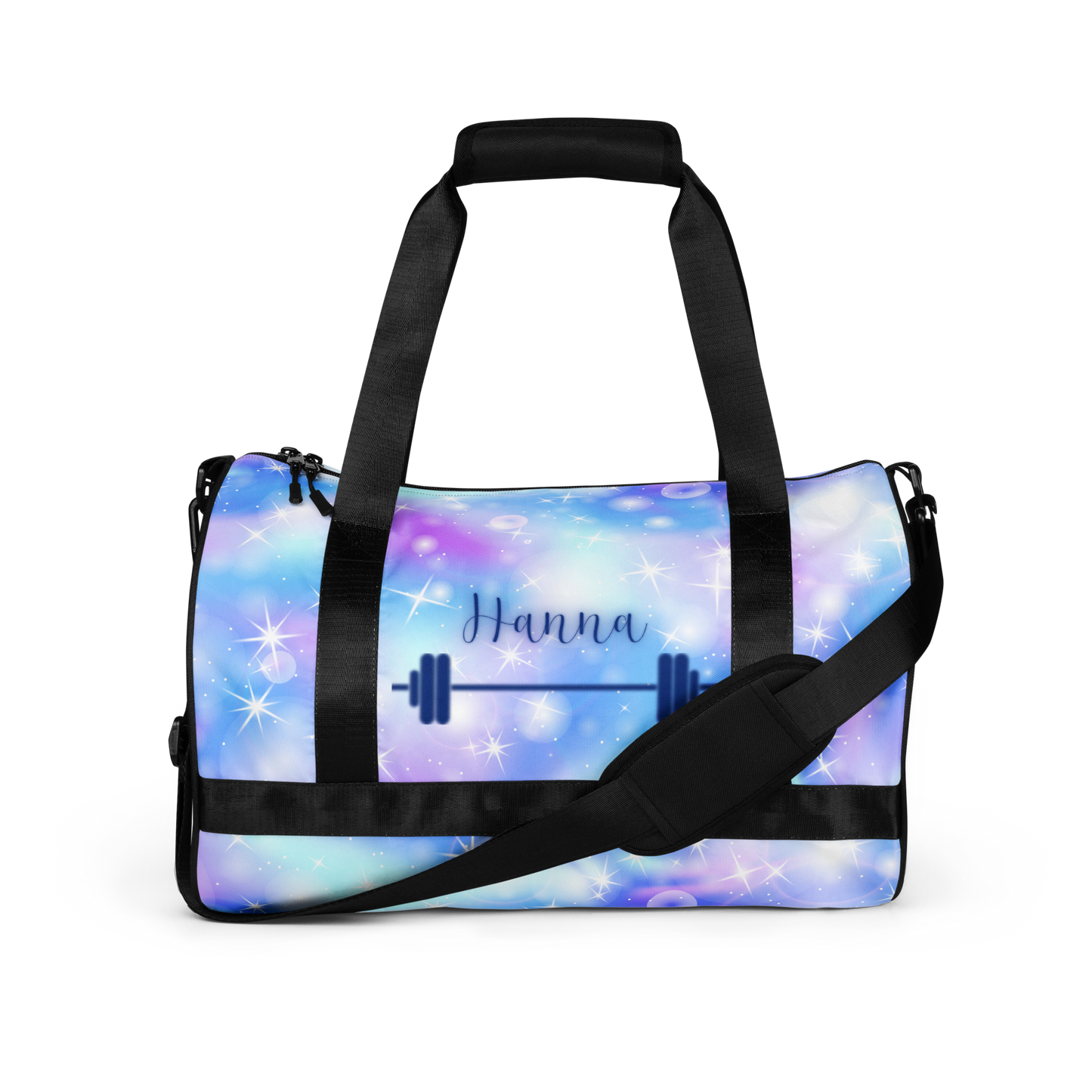 Custom Name Glitter Space Gym Bag