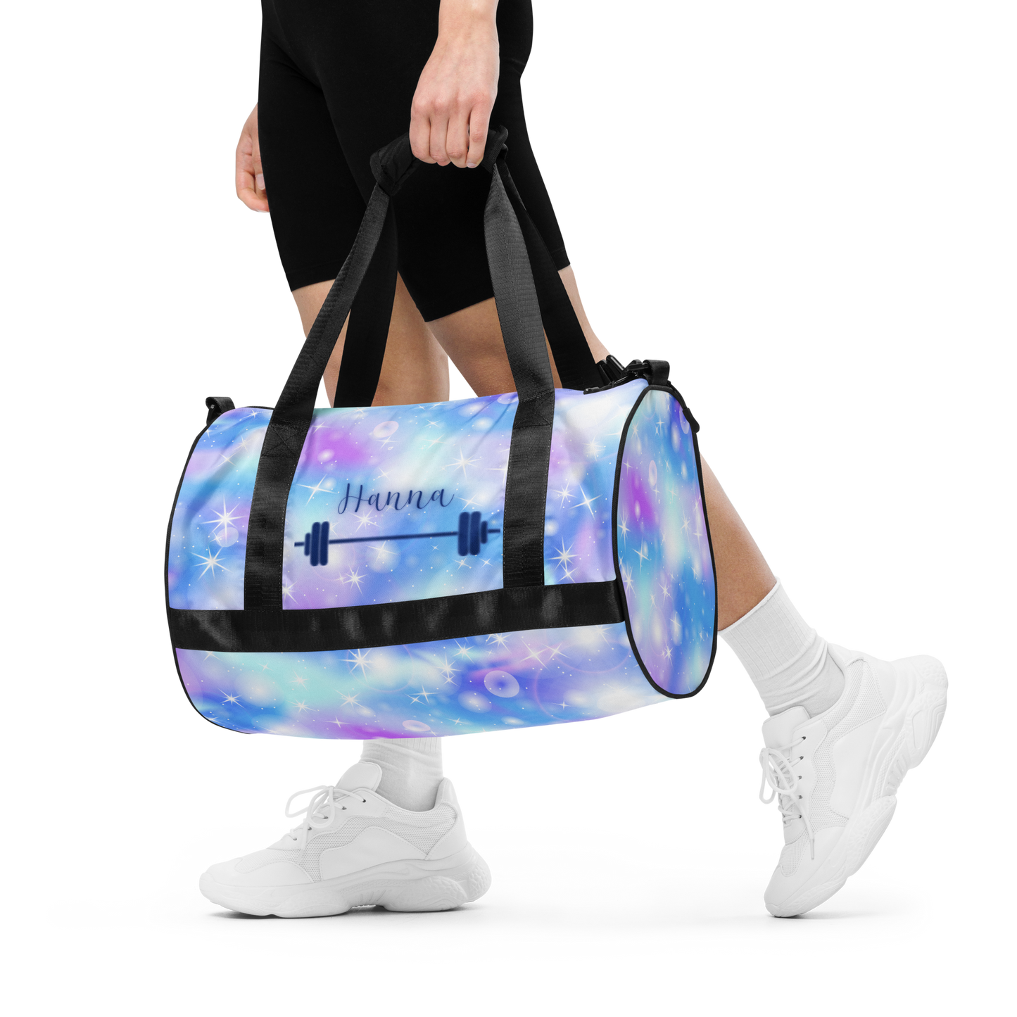 Custom Name Glitter Space Gym Bag