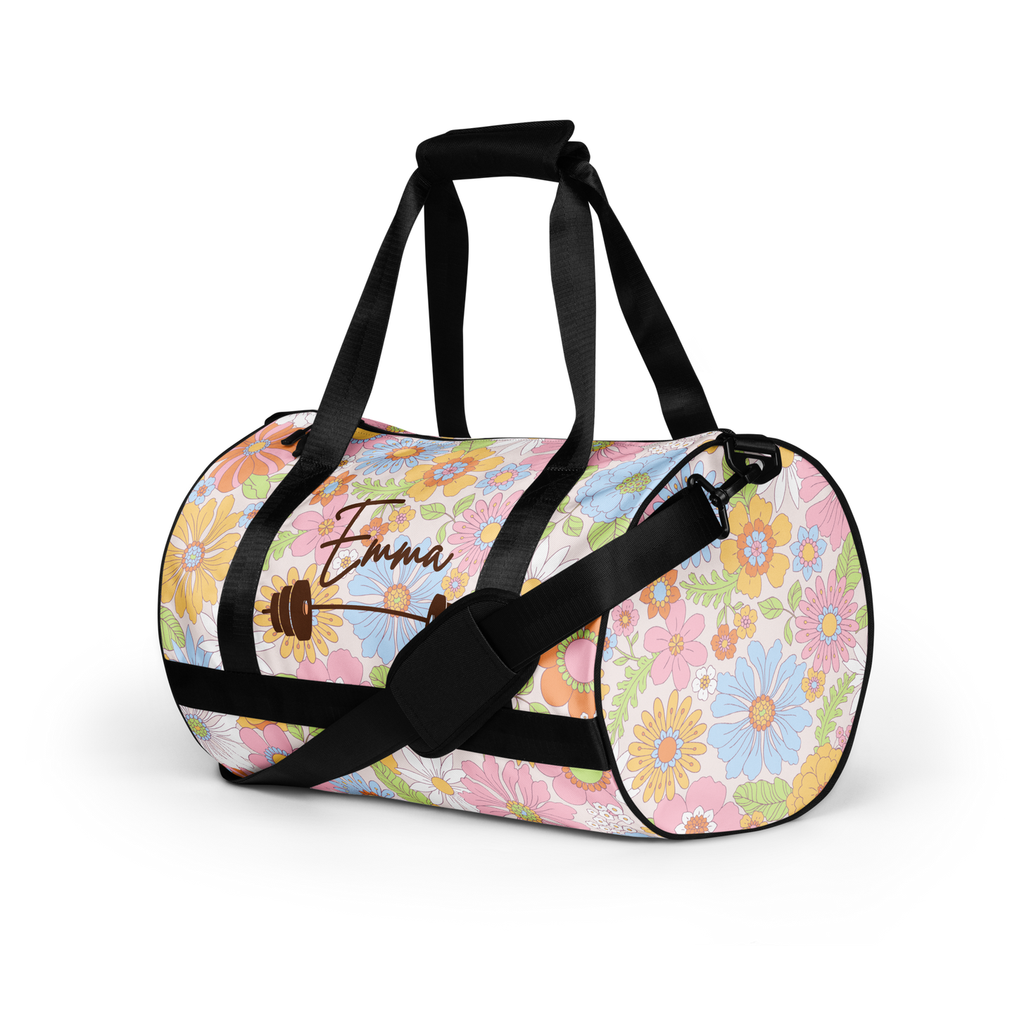 Custom Name Flowers Gym Bag