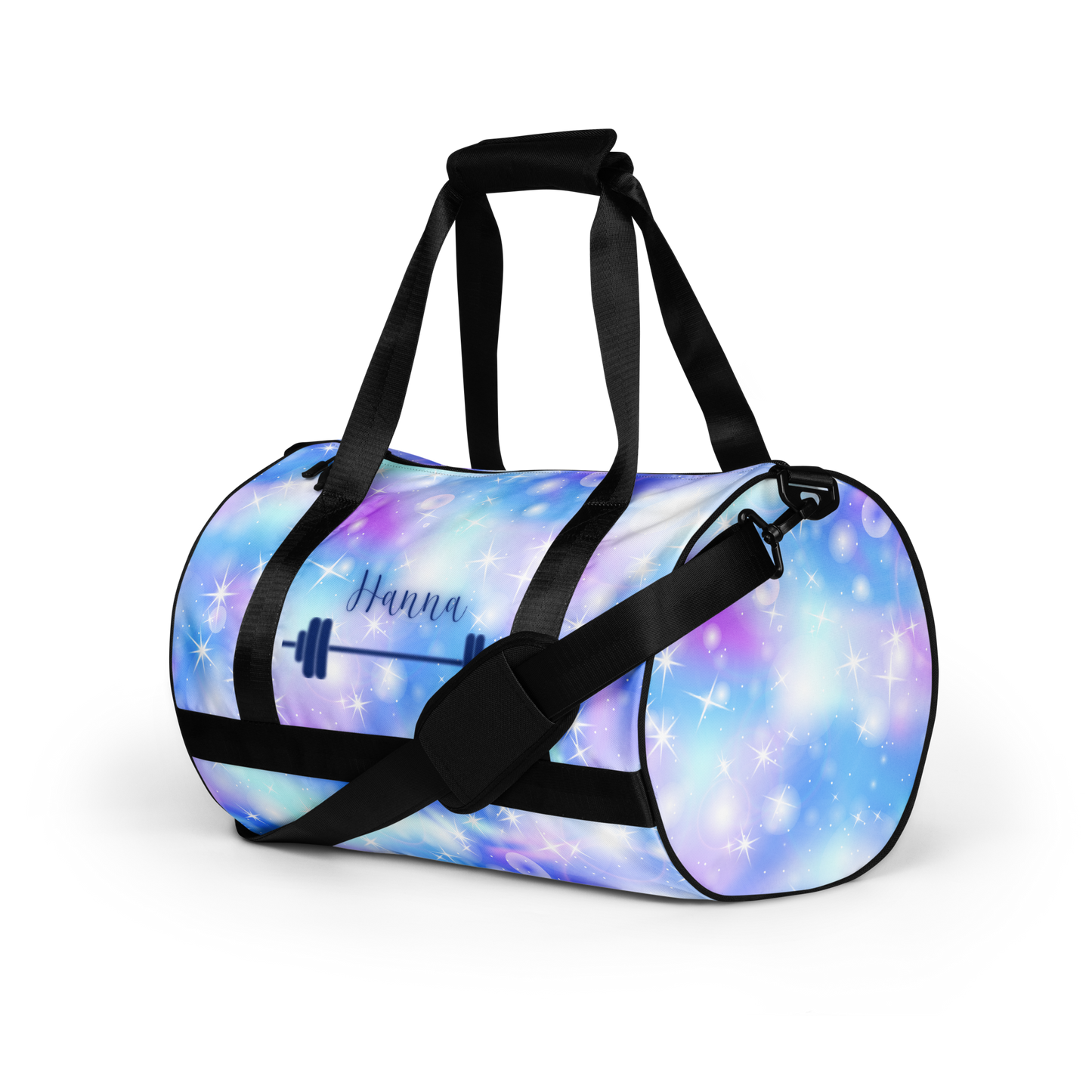 Custom Name Glitter Space Gym Bag