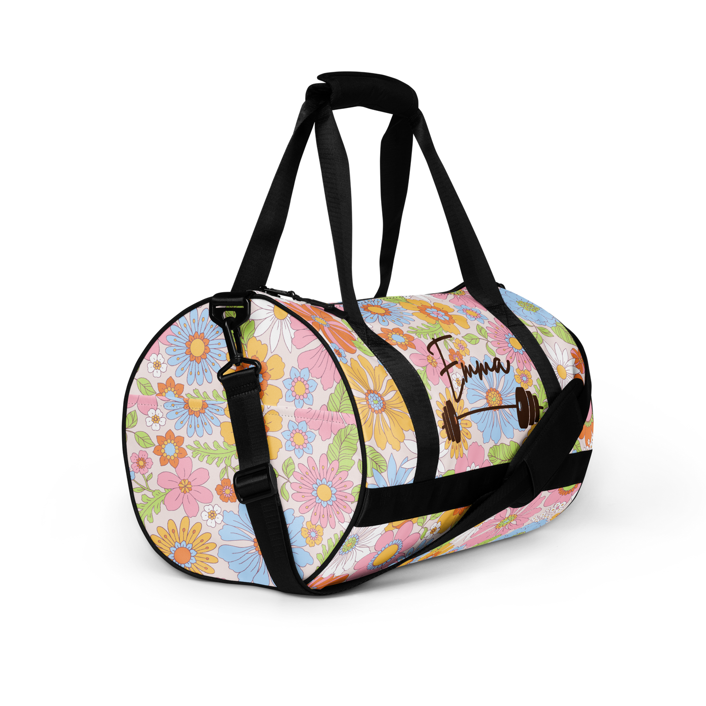 Custom Name Flowers Gym Bag