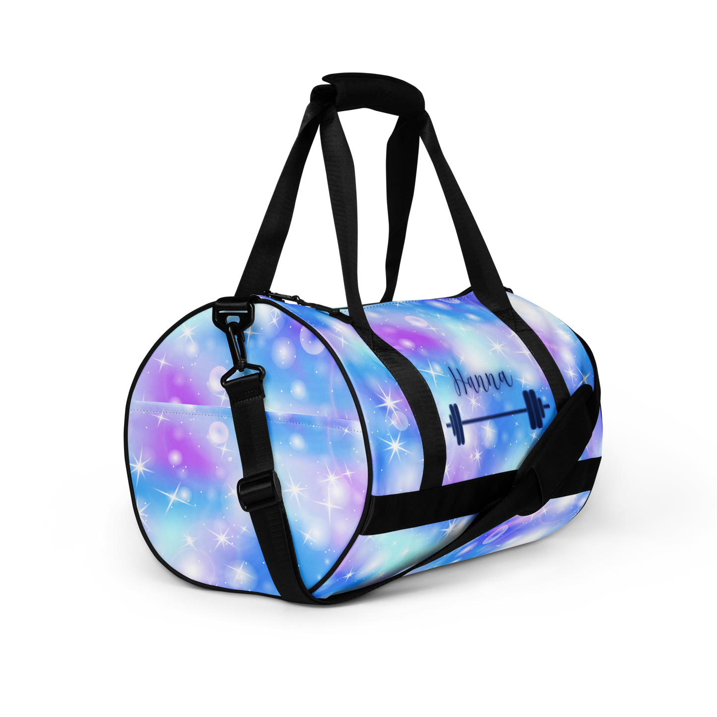 Custom Name Glitter Space Gym Bag