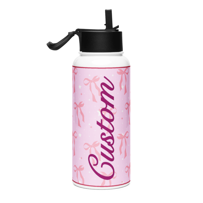 Custom Name Pink Girl Water Bottle