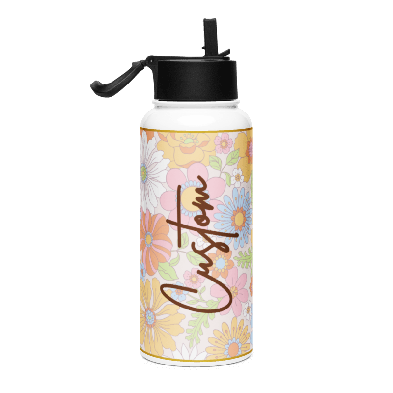 Custom Name Flowers Water Bottle