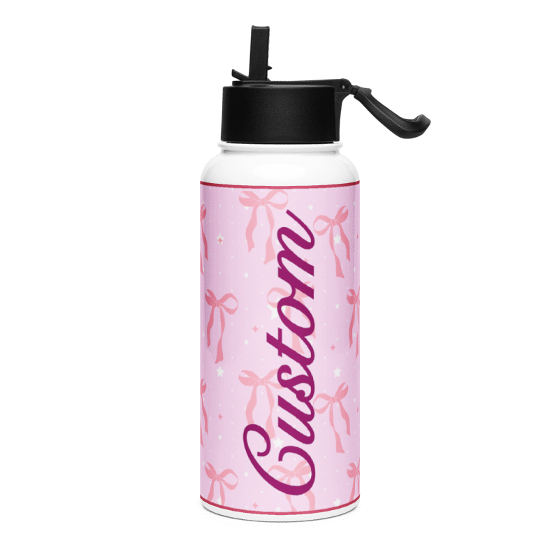 Custom Name Pink Girl Water Bottle