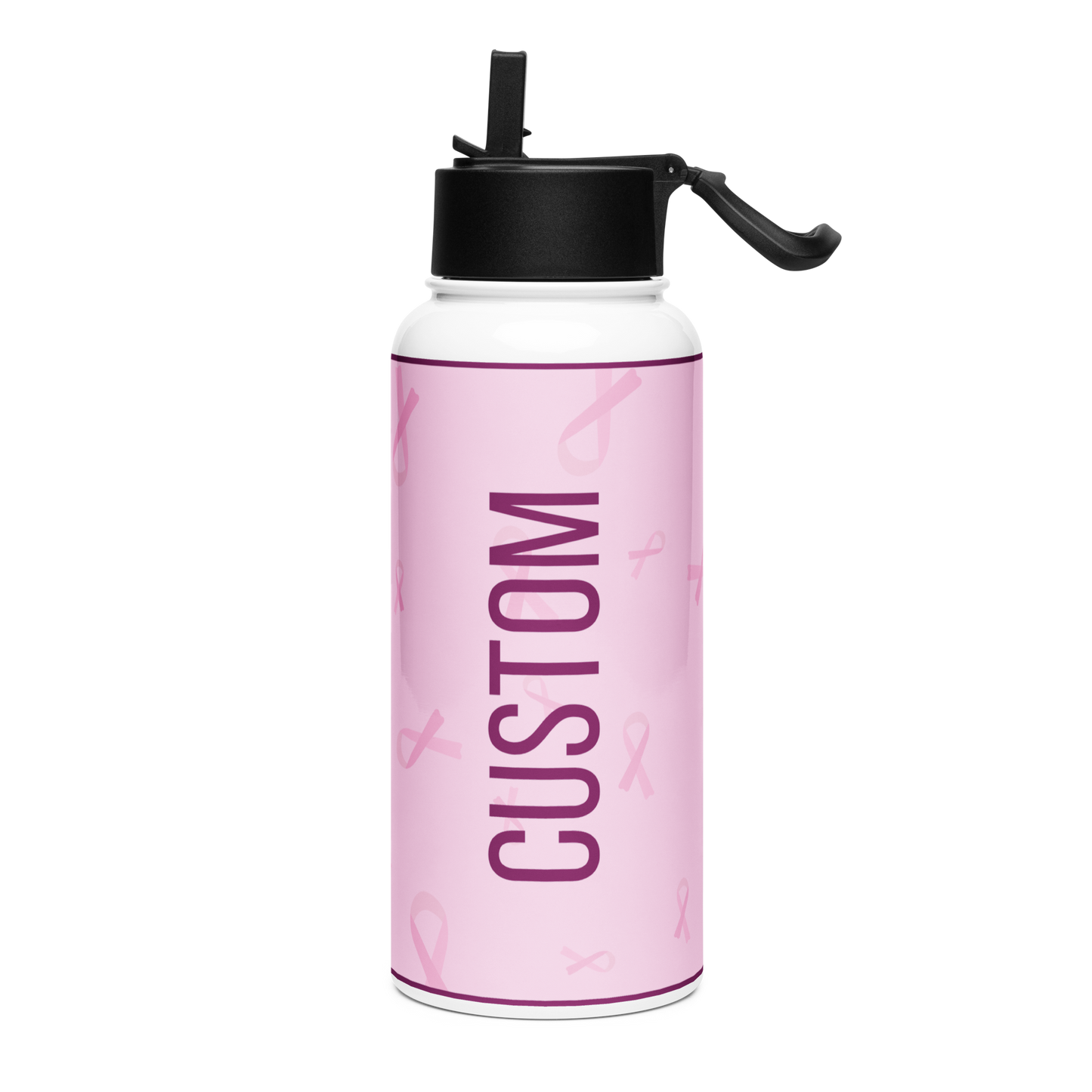 Custom Name Breast Cancer Water Bottle