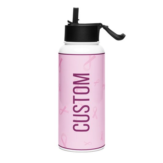 Custom Name Breast Cancer Water Bottle