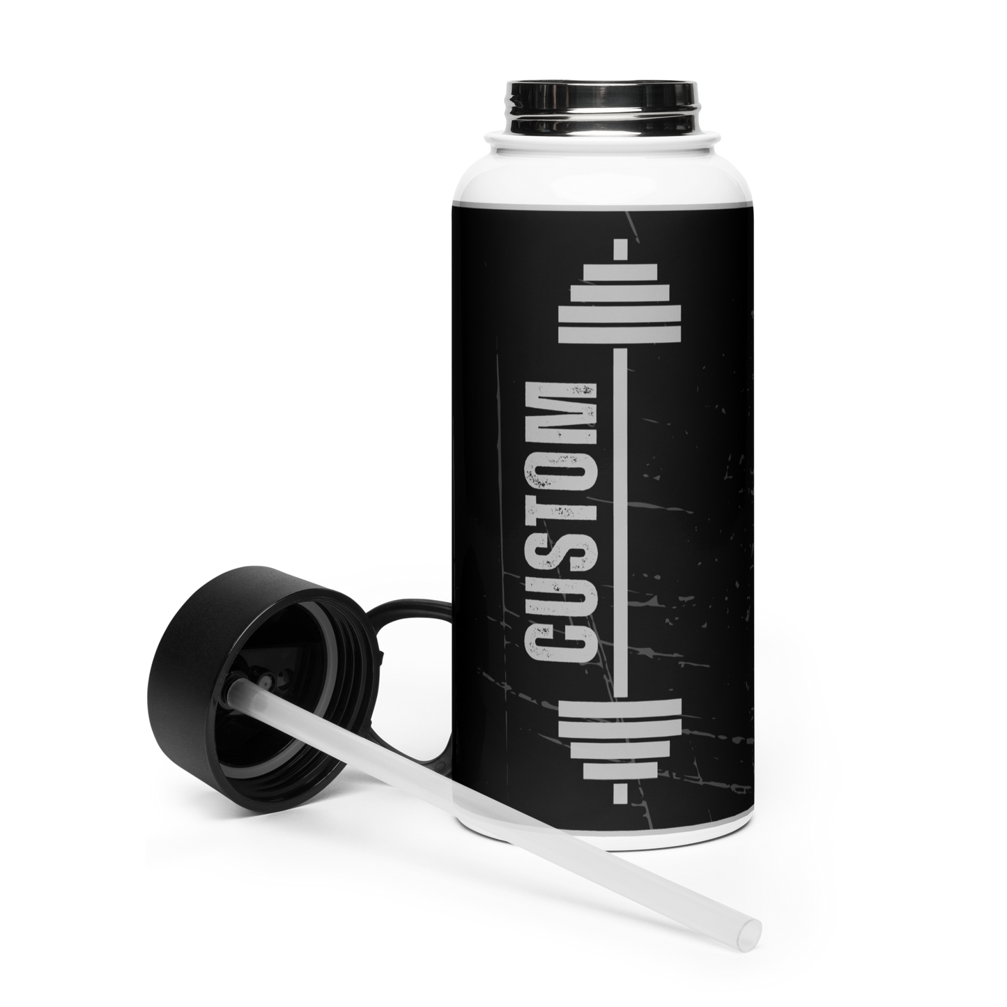 Custom Name Black Water Bottle