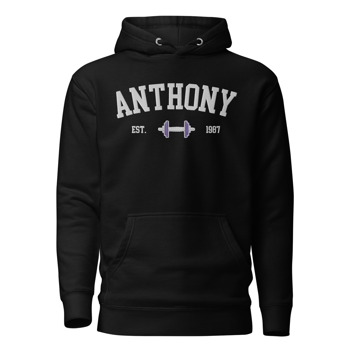 Custom Name Dumbell Embroidered Hoodie