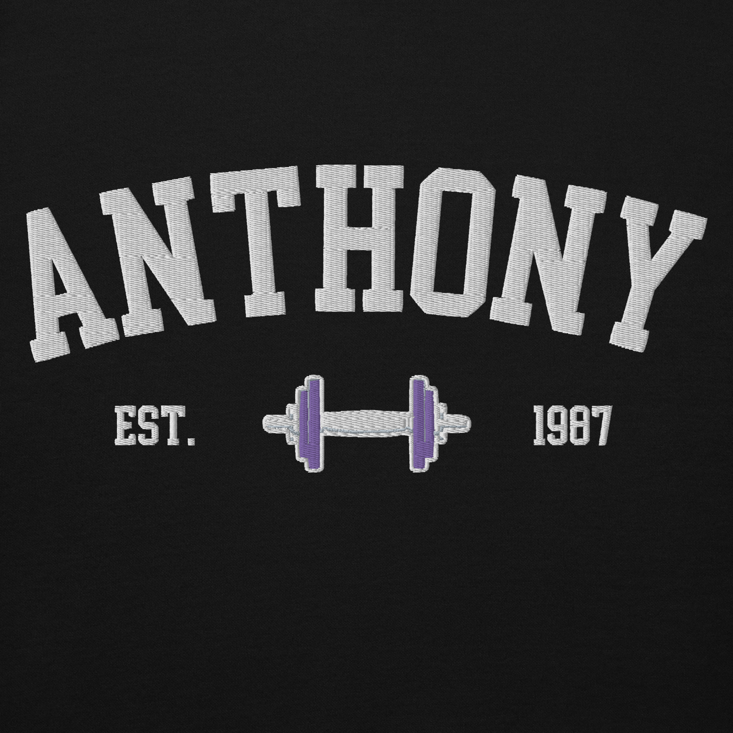 Custom Name Dumbell Embroidered Hoodie