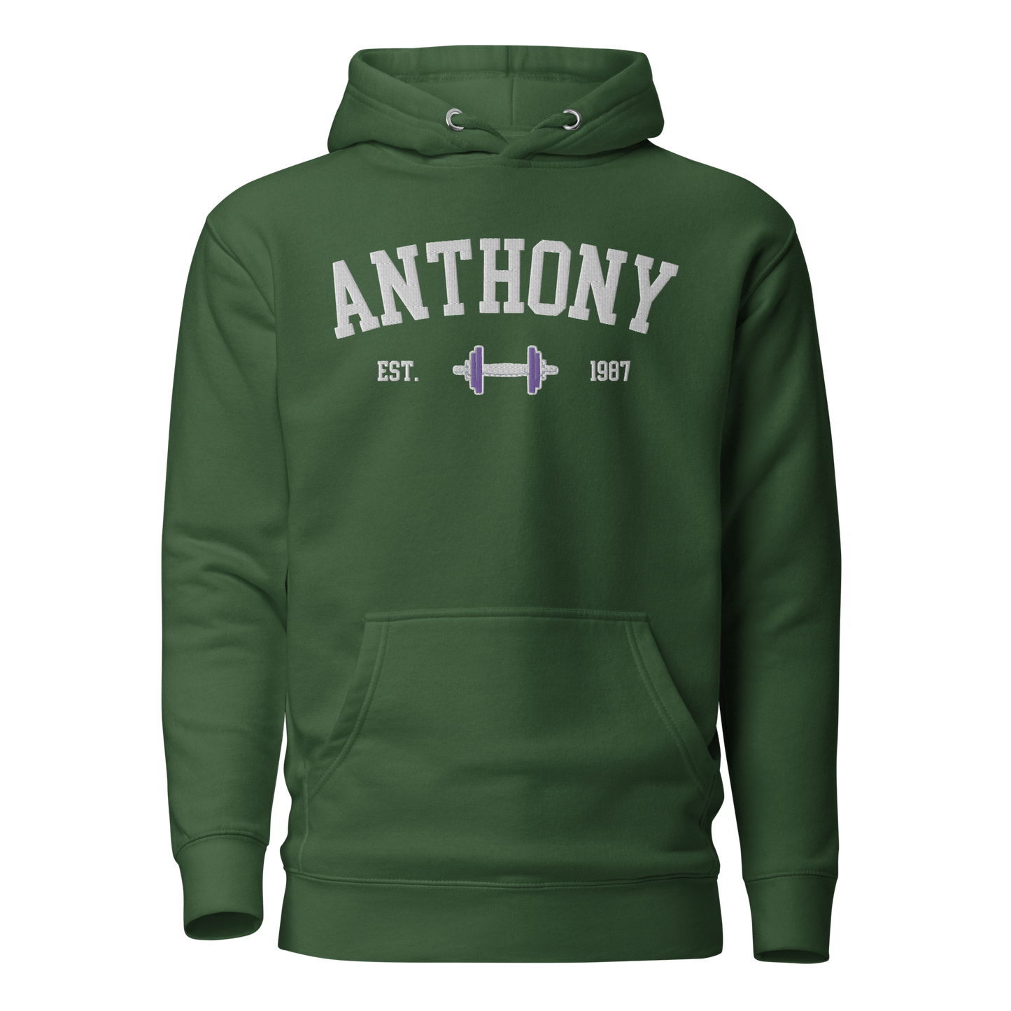 Custom Name Dumbell Embroidered Hoodie