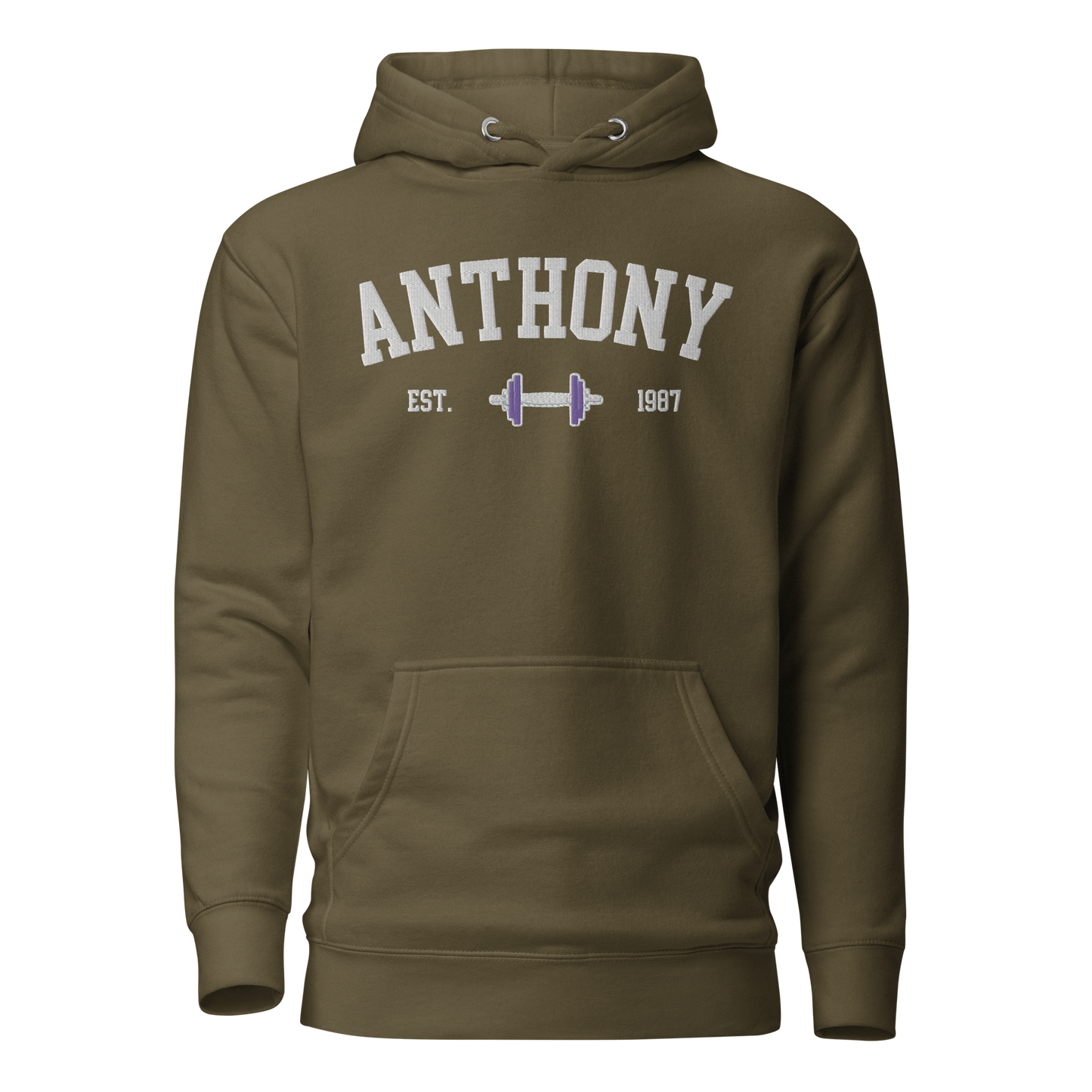 Custom Name Dumbell Embroidered Hoodie