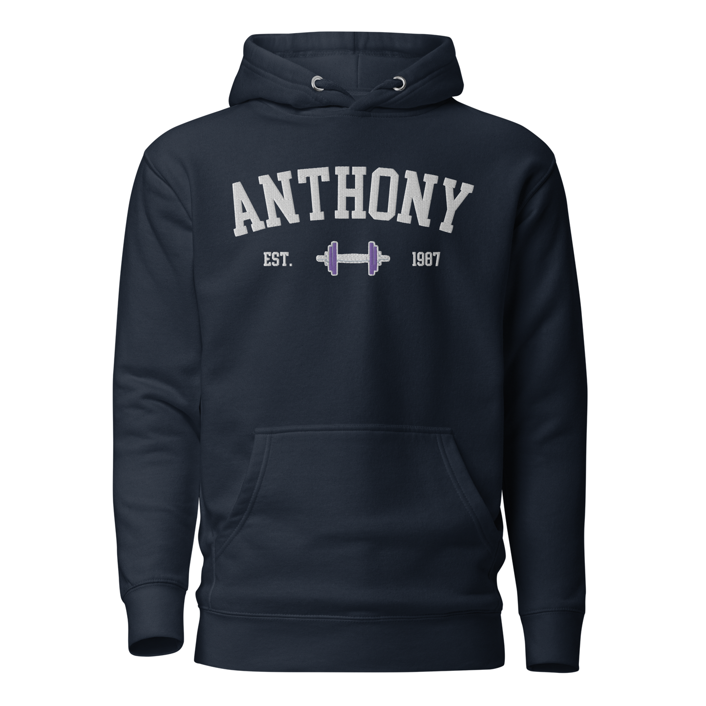 Custom Name Dumbell Embroidered Hoodie