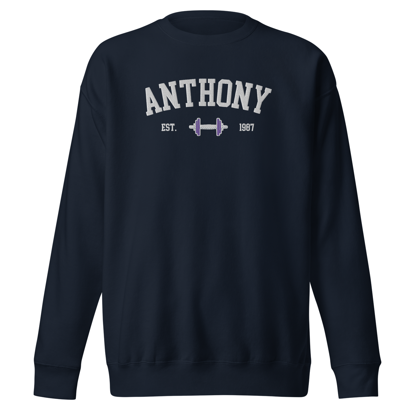 Custom Name Dumbbell Embroidered Sweatshirt