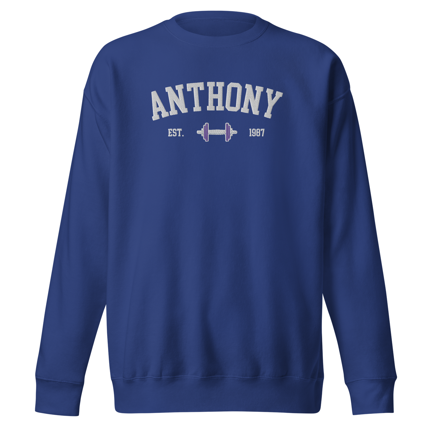 Custom Name Dumbbell Embroidered Sweatshirt